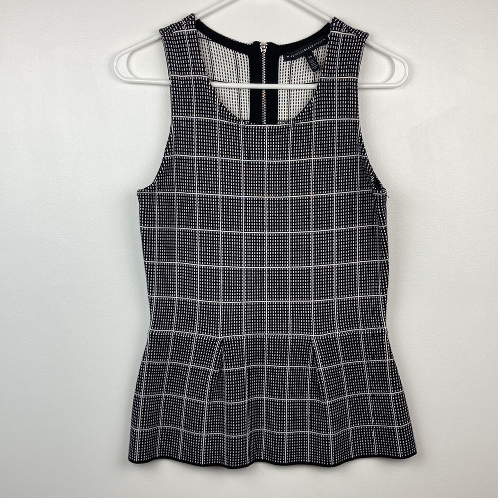 WHBM Windowpane Knit Sweater Bodice Top in Black/Ecru - Picture 7 of 15